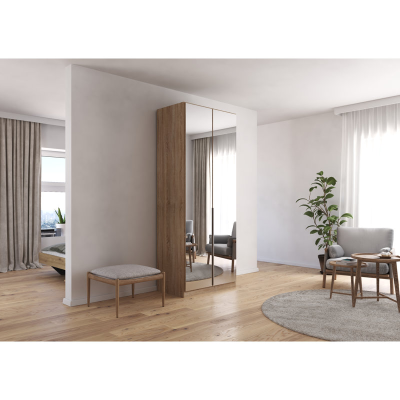 Alabama 2 Door Wardrobe, Sonoma Oak, 210cm H x 91cm W x 54cm D, Basic