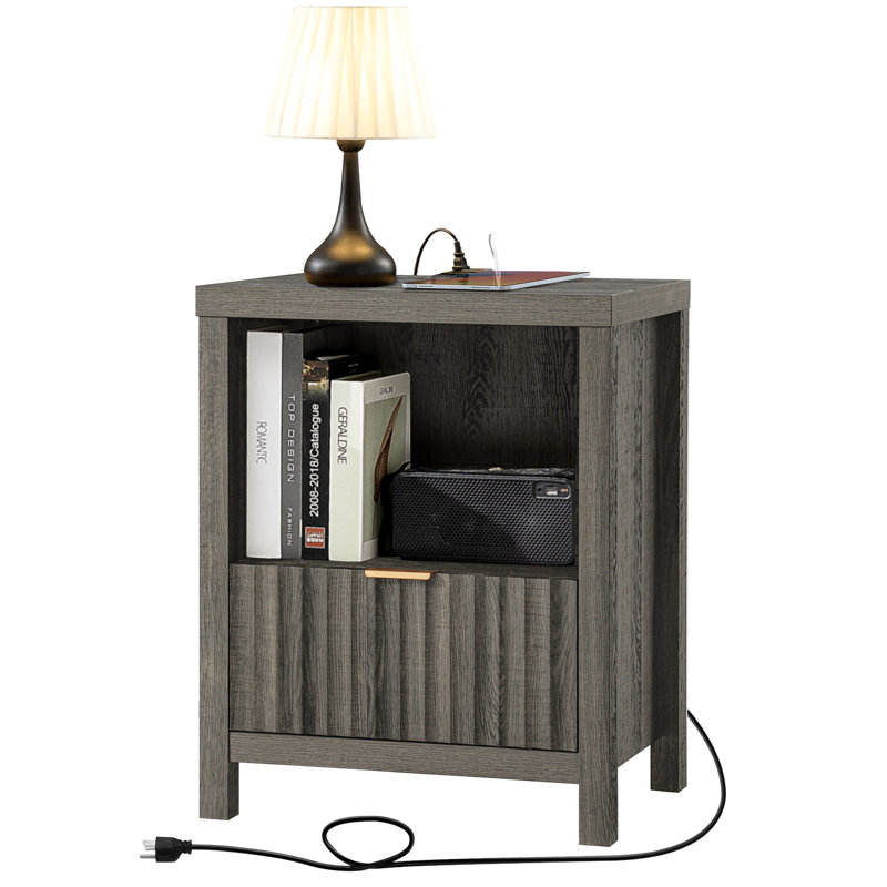 Latitude Run® Arrilla 25'' Nightstand with USB & Outlet