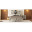 Lit double en bois rustique pleine grandeur avec tête de lit à double porte de grange coulissante et point de charge, support de lattes, teinte gris antique, lit plateforme sans sommier, lattes fixes et fixes, chatoyant-1040330795