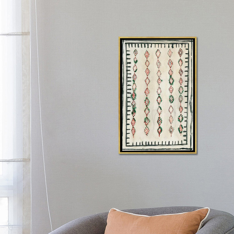 "Tapis marocain II" par Albina Bratcheva-impression d’art graphique, Toile encadrée d'or, H 26 po x l 18 po x 1,5 po
