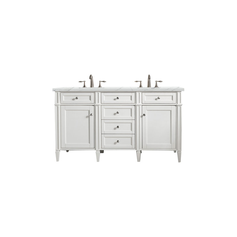 Brittany 60'' W Double Vanity, Ethereal Noctis, Bright White, 8" Widespread