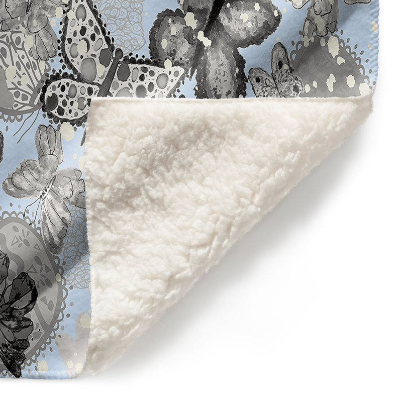 Couverture sherpa doux bleu pâle papillons, l 51 po x L 60 po