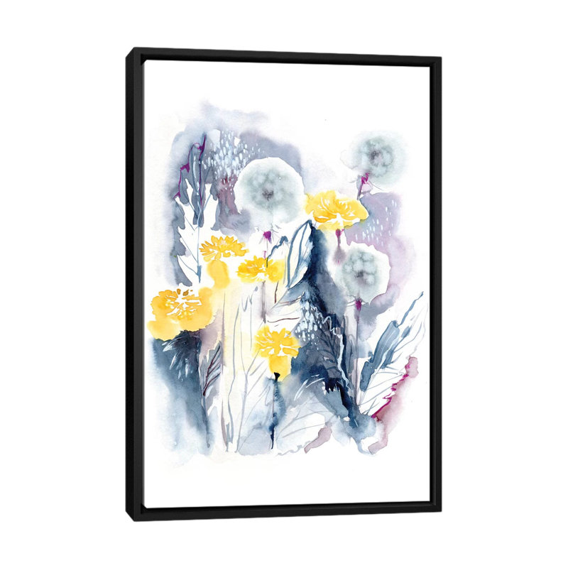 « pissenlits » par lesia binkin, impression sur toile, H 26 po x l 18 po x P 1,5 po, Toile avec cadre noir, Pas de tapis