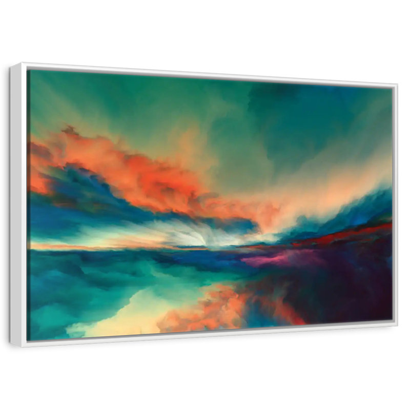 Coucher de soleil, Cadre flottant blanc, 31 po x 21 po