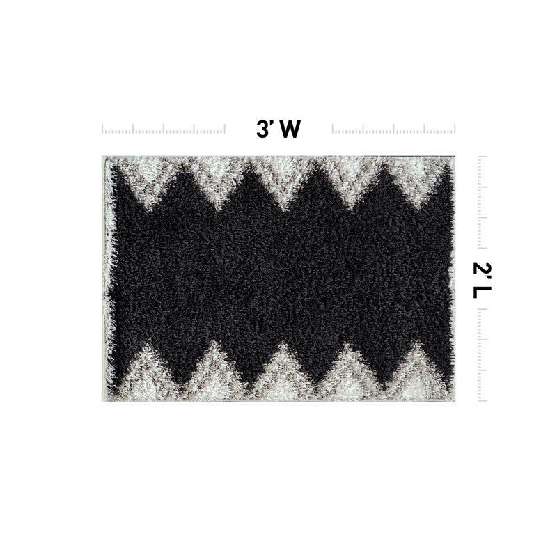 Geometric Pattern Shag Rug – Anthracite Dark Gray – Medium Pile, Stylish & Soft, Rectangle 2' x 3'