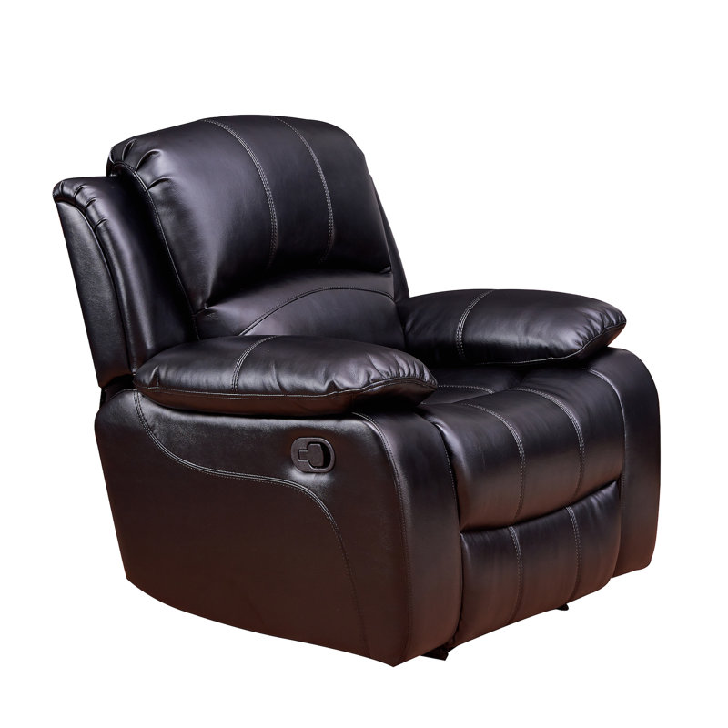 Fauteuil inclinable manuel standard en similicuir de 37 po de large Gira, Similicuir noir