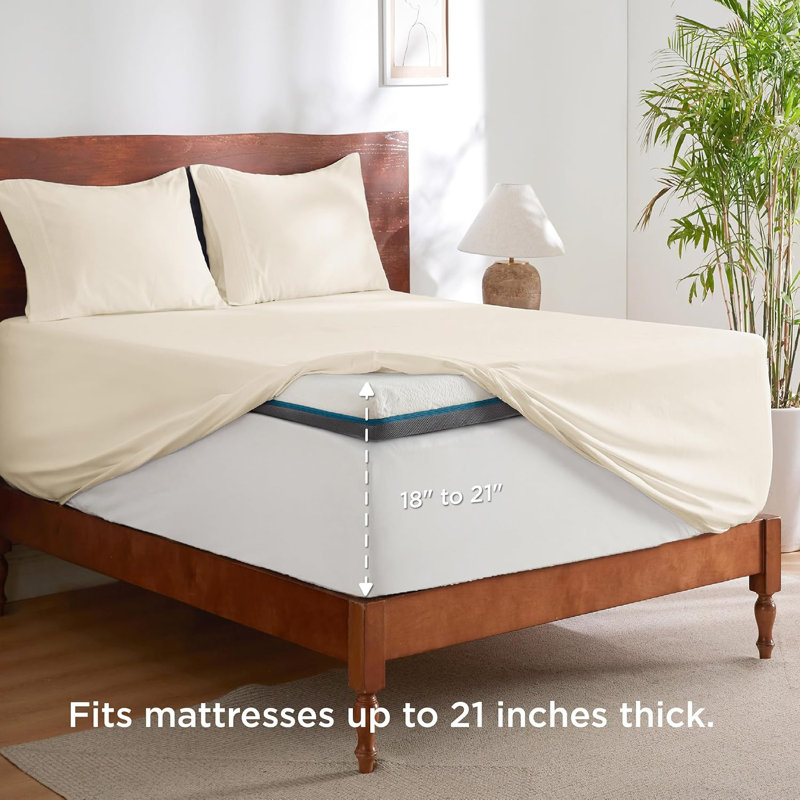 Bedsure Deep Pocket Sheet Set - Fits Mattresses Up to 21 Inches Thick -  GentleSoft Bed Sheet set, Moisture Wicking, Soft & Cooling Bed Sheet & Pillowcases, Easy & Secure Fit