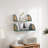 Wood Floating Shelves with Rattan Sides, 24.8 Inch Wall Mounted Shelves, Set of 2, Green-1942396930-1937301193