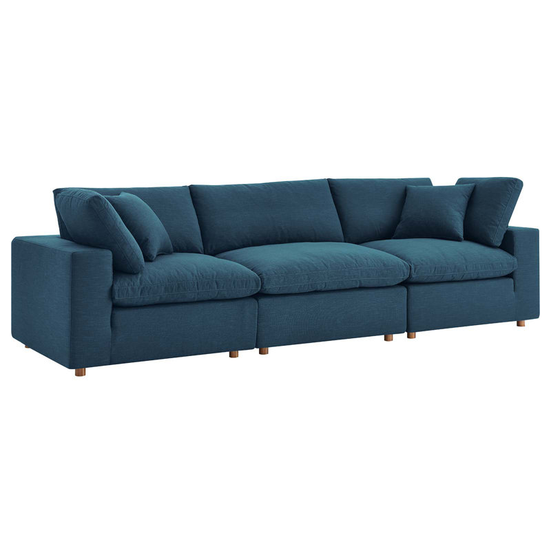 Ensemble de canapé modulaire rembourré en duvet 3 pièces Copper Grove Hrazdan par Modway, Azur