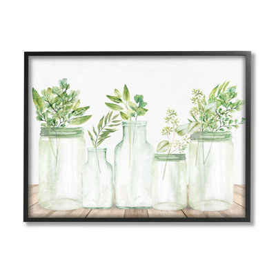 «Varied Herb Plant Arrangement Mixed Country Blooms - Floater Frame», impression sur toile