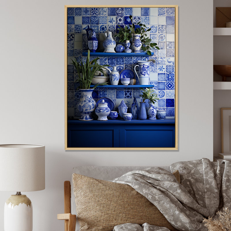 Décoration murale méditerranéenne «Still Life Kitchen I - Boho Pottery», Cadre flottant brun, H 32 po x l 24 po x P 1 po