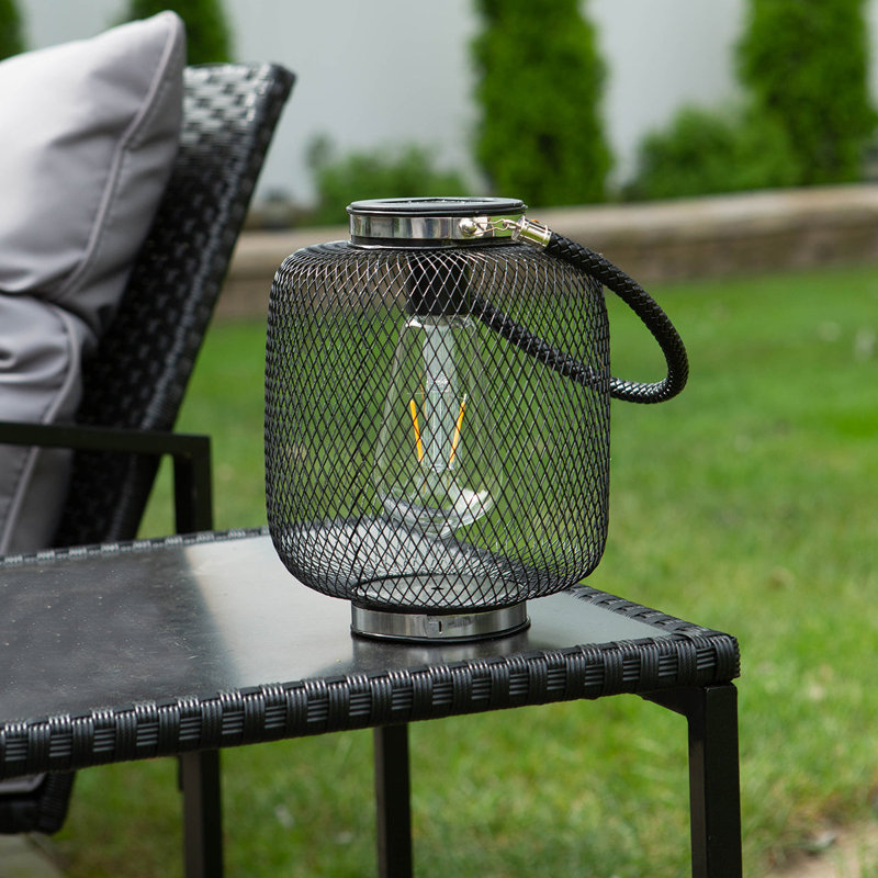 8.13'' Solar Powered Integrated LED Cylinder Lantern