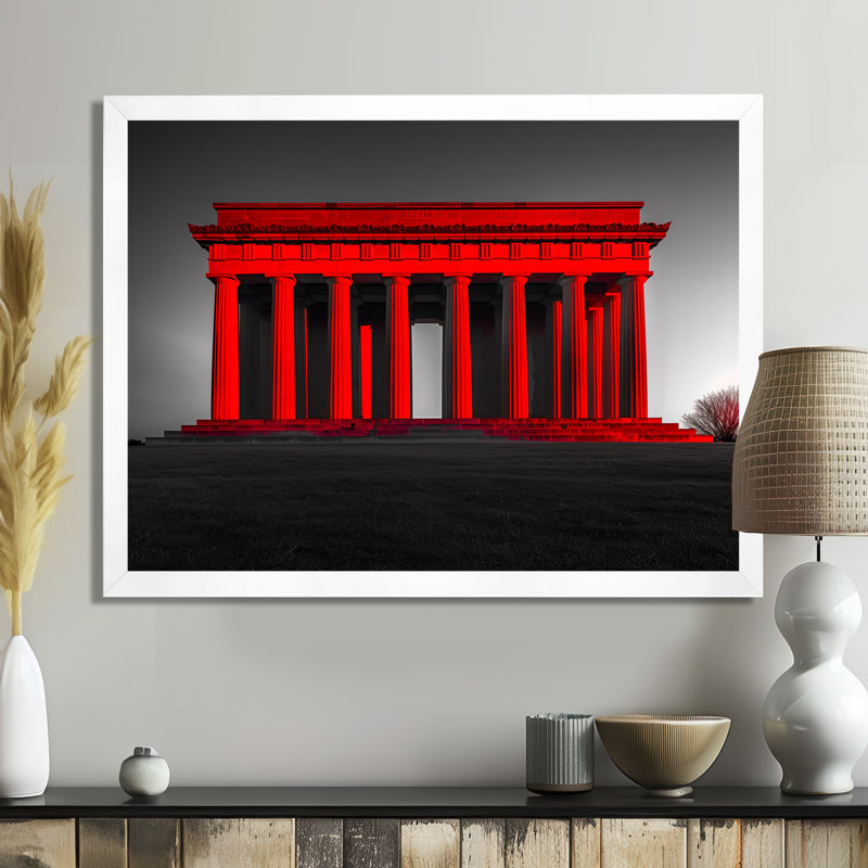Red Gray Lincoln Monument Monument - Monuments, art mural, Cadre flottant doré, H 24 po x l 32 po