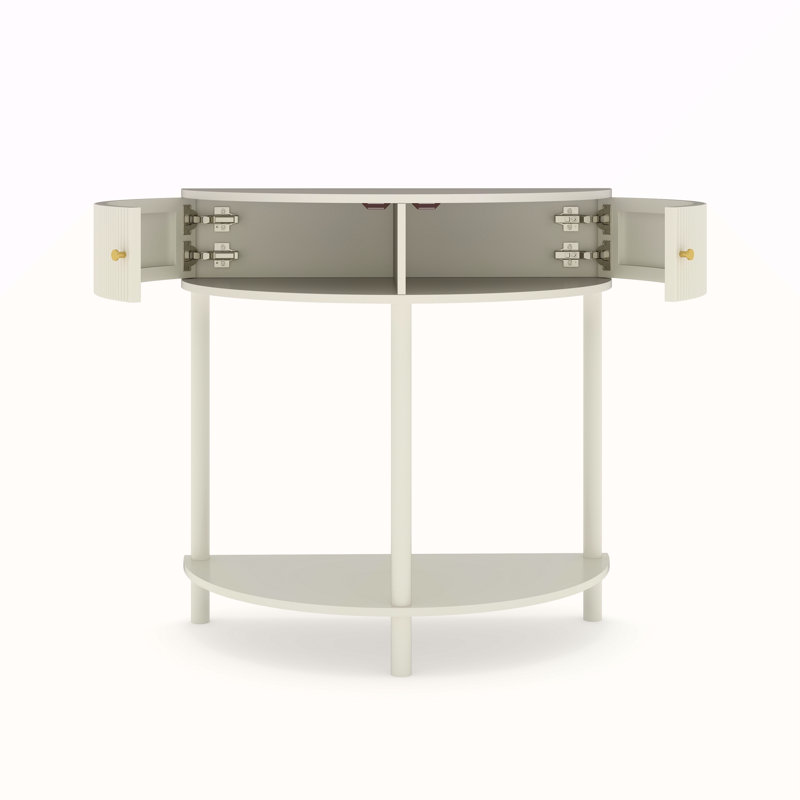 Console demi-lune Artisan, Blanc, crème