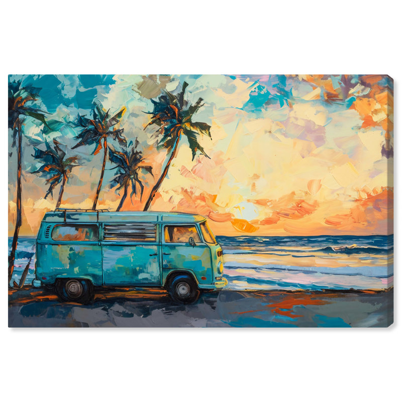 Colorful Coastal Sunset Canvas Wall Art, 15" x 10"