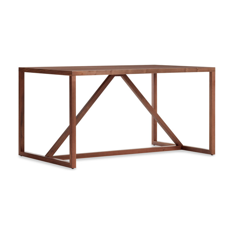 Strut Metal Base Dining Table, Walnut, 35" W x 75" L, Standard (29" Height)