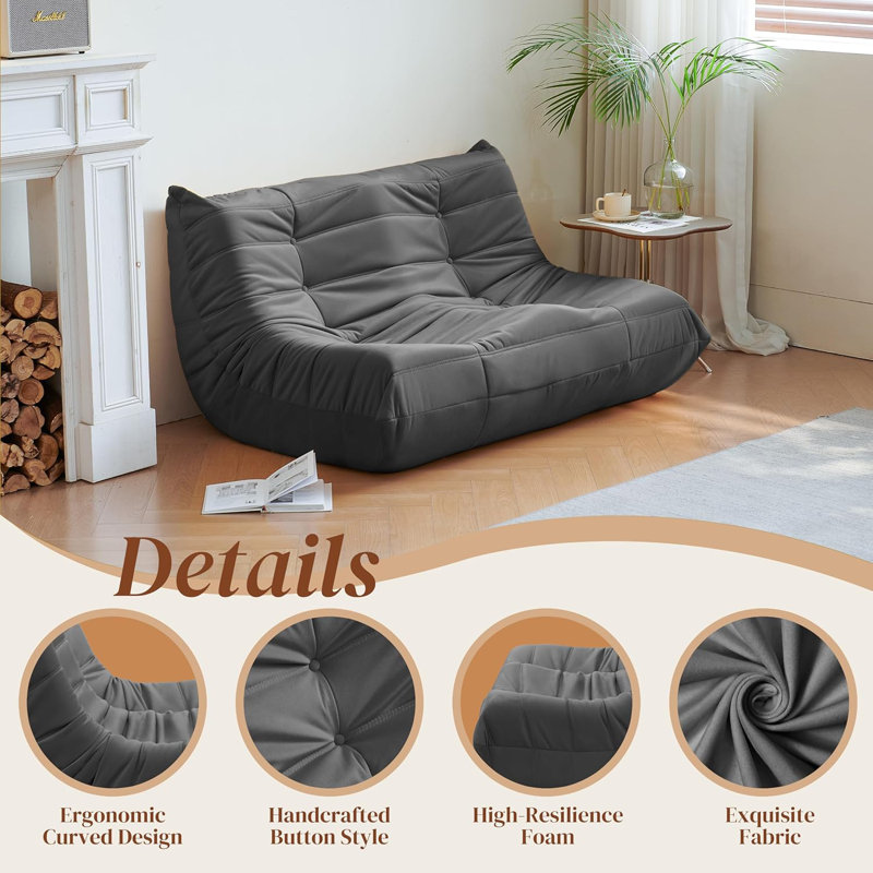 Causeuse Fireside, fauteuil à billes en suède moderne, canapé de qualité supérieure en microfibre