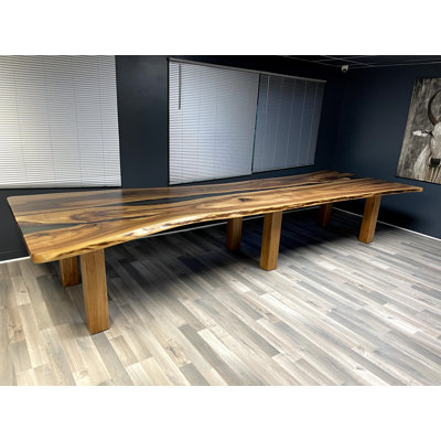 Rectangular Solid Wood Handmade Conference Epoxy Table