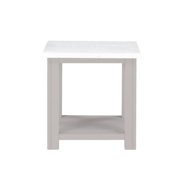 Mantz Solid Wood End Table, Cream, Grey