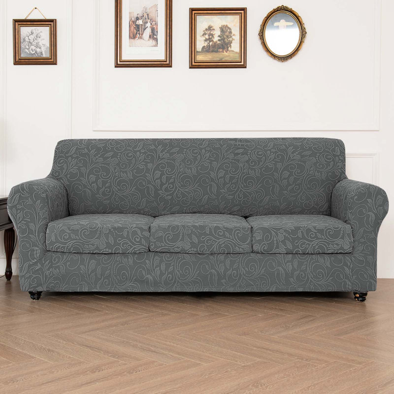 Housse tricotée pour fauteuil inclinable en jacquard, Noir/gris