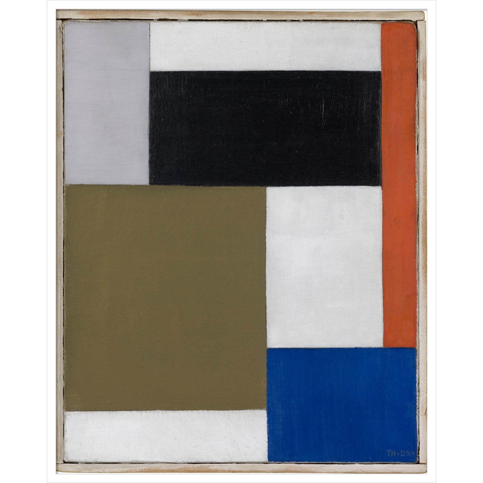 Composition by Theo Van Doesburg, White Paper Framed, 13" H x 11" W