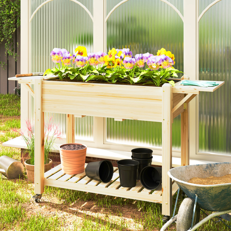 Wood Raised Garden Bed, Natural Wood