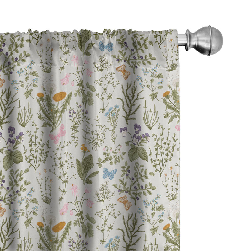 Floral Semi-Sheer Rod Pocket Curtain Panels, 28" x 63"