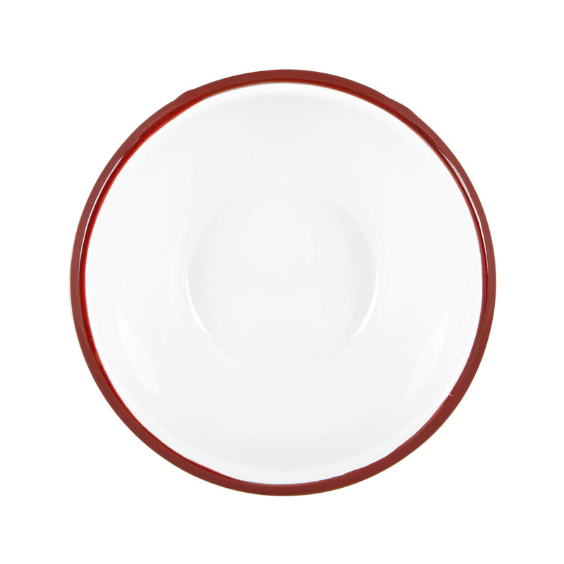 Argon Tableware - White Enamel Bowls - 16cm - Set of 12, Red