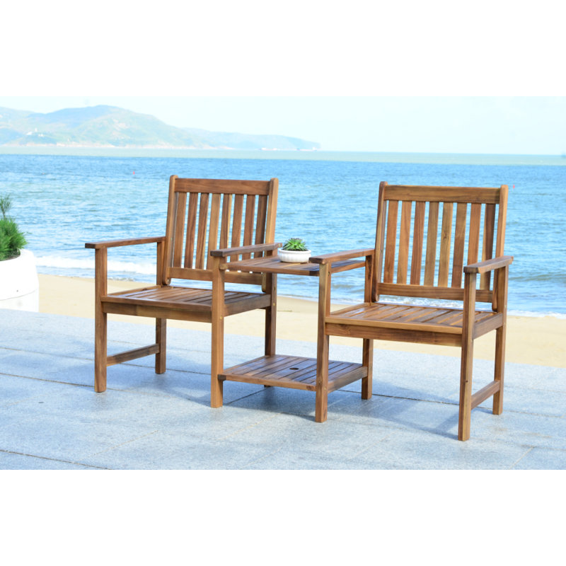 Outdoor Aanchal Wooden Love Seat, Teak Brown