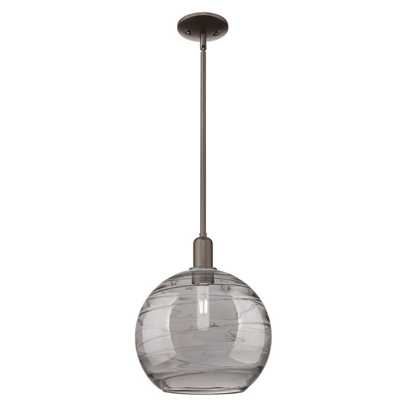 Arcadia - Athens Deco Swirl - Mini-luminaire suspendu 1 tige, Bronze frotté à l'huile, H 10,38 po x l 12 po x P 12 po