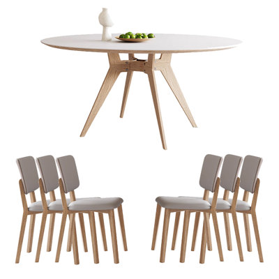 Cream Style Sintered Stone Modern Round Table Round 59.06'' Dining Set -  Greyleigh, QLM7YFI