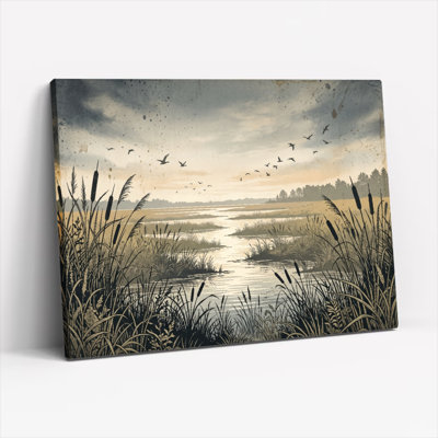 «Wetland Sunset», reproduction d'art sur toile, ensemble de 1
