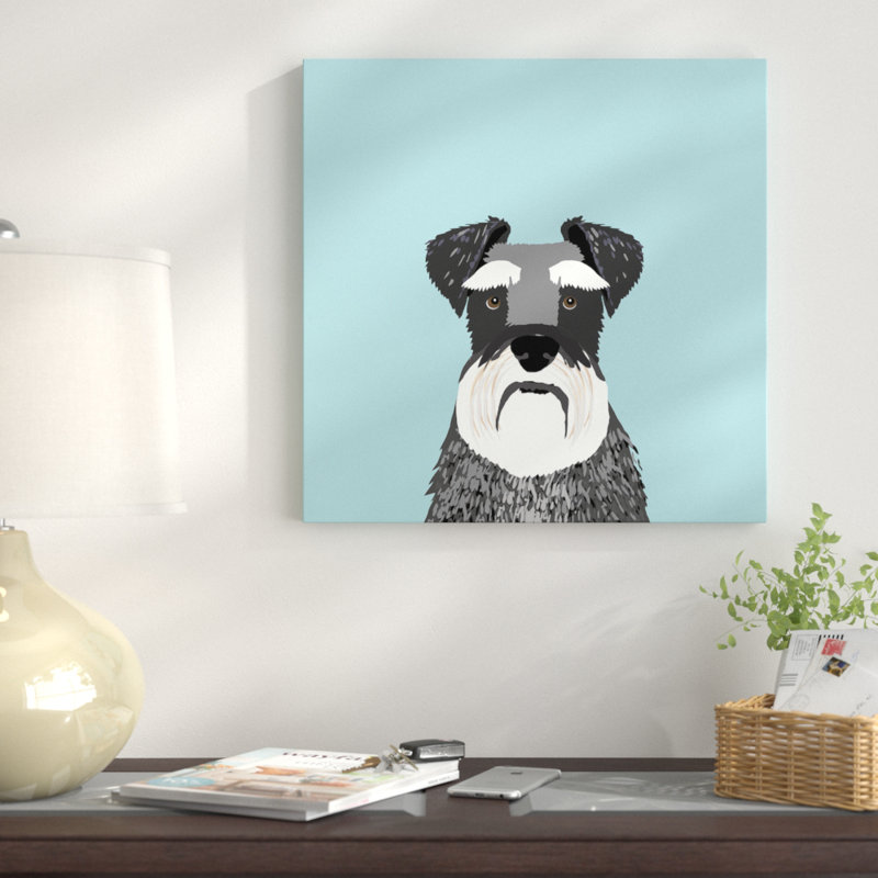Schnauzer, impression sur toile tendue, H 18 po x l 18 po x P 1,5 po, Toile avec cadre noir, Pas de tapis