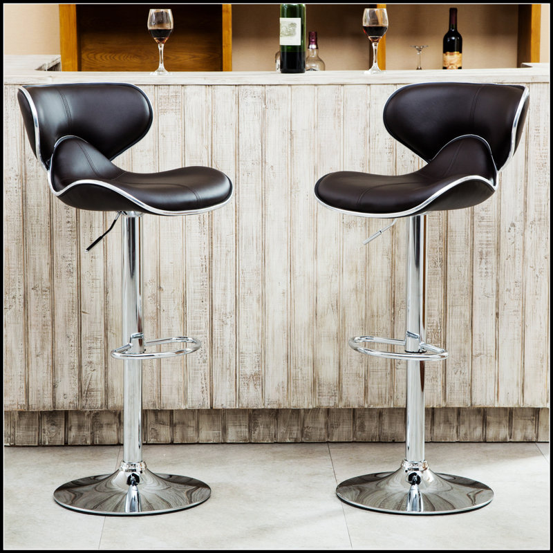 Ensemble de 2 tabourets pivotants réglables Masaccio Airlift avec base chromée, combinant design moderne et sièges confortables