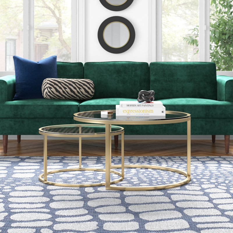 Emmitt Glass Top Nesting Coffee Table, Gold