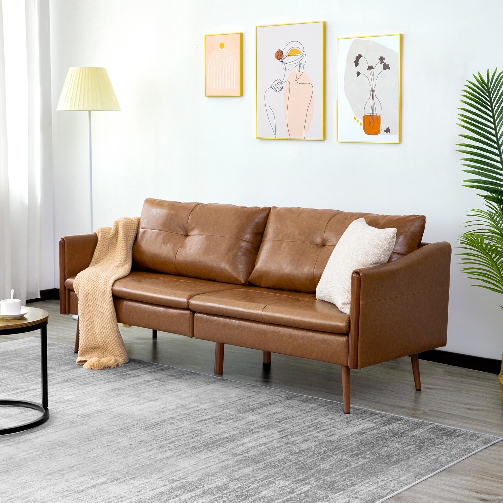 George Oliver Georgie-Leigh 74'' Faux Leather Sofa & Reviews | Wayfair