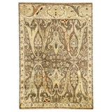 Hand Knotted Wool Area Rug in Brown And Ivory