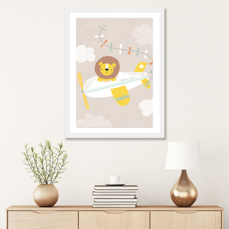 «Baby Adventure Awaits II» par Caroline Alfreds - impression d'art graphique, Papier encadré blanc, Blanc