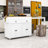 Versatile Kitchen Cart with Lockable Wheels, Extendable Table, and Spacious Cabinets-220628781