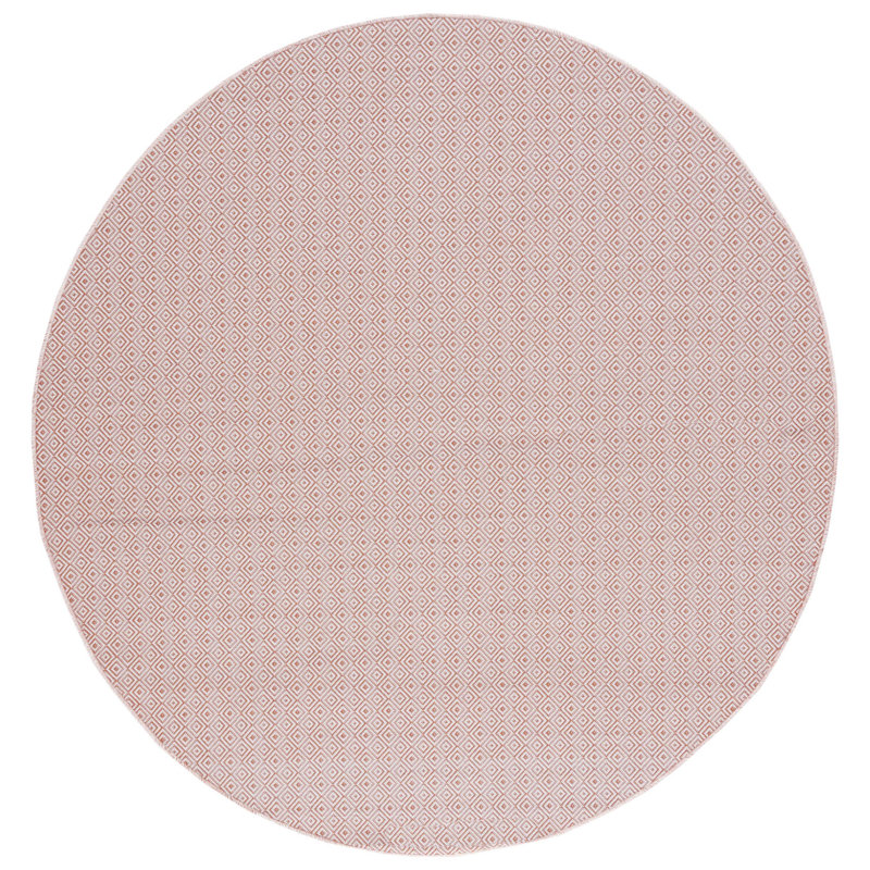 Tapis intérieur / extérieur Hukill 230 en terre cuite / ivoire, Rond 6 pi 5 po