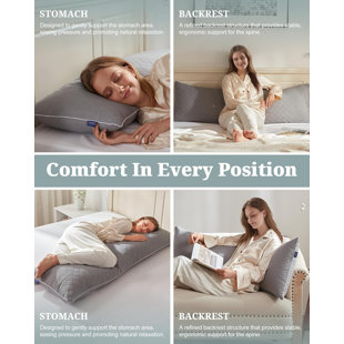 Long Body Pillow for Adults - Firm Body Pillow Insert with Shredded Memory Foam, Adjustable Height, Soft Support for Side Sleeping, Washable (20x54 Inch)