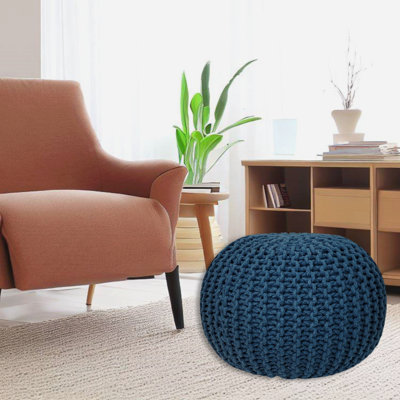 Ls Lychee Cotton Knit Pouf Ottoman 