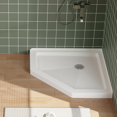 Non-Slip Shower Base Pan – Durable ABS, Center Drain, Textured Surface, CUPC & Certified Safety Association-compliant Certified, Lightweight, Includes Drain Kit – Ideal for Bathroom Renovation