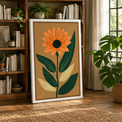 Modern Daisy Botanical - Wrapped Canvas