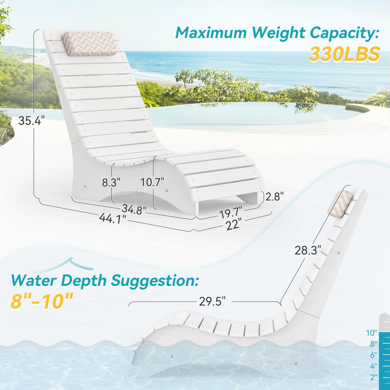 Pool Lounge Chairs Set of 2, White