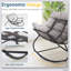 Chaise berçante avec repose-pieds, repose-pieds en osier toutes saisons et coussins moelleux pour un confort ultime