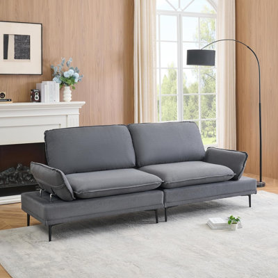 89" Premium Sofa In Cotton And Linen With Adjustable Arms