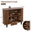 Armoire bar cannelée pour boissons alcoolisées et café avec 6 casiers à vin et 3 porte-verres, armoire de style Mid-Century moderne avec un grand tiroir de rangement, 4 espaces de rangement cachés sur le côté-129434424