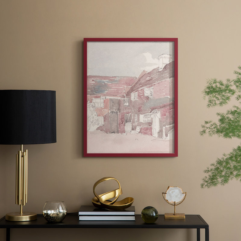 «Vintage Landscape», reproduction encadrée CL XXXV - bois massif, H 30 po x l 24 po, Rouge