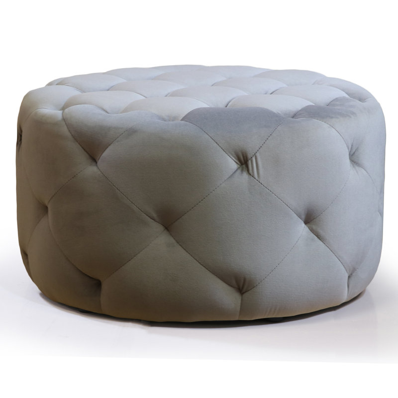 Horncastle Velvet Ottoman, Slate Gray